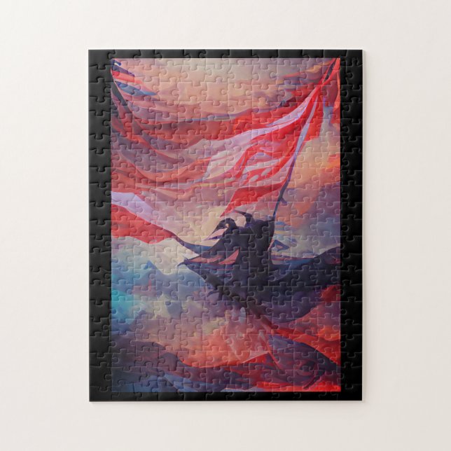 USA flagga som viftar abstrakten av den fjärde min Pussel (Vertikal)