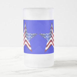 USA flagga Star Frosted 16 oz Frosted Glass Mugg