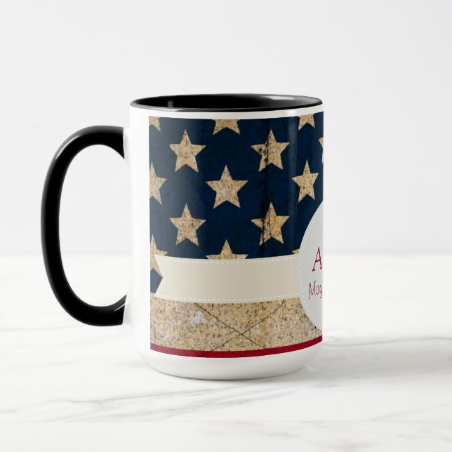 USA flagga Stars och stripes Monogram Mugg (Vänster)