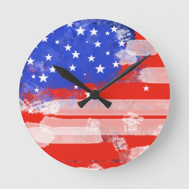 USA flagga/stars och stripes Rund Klocka (Framsida)