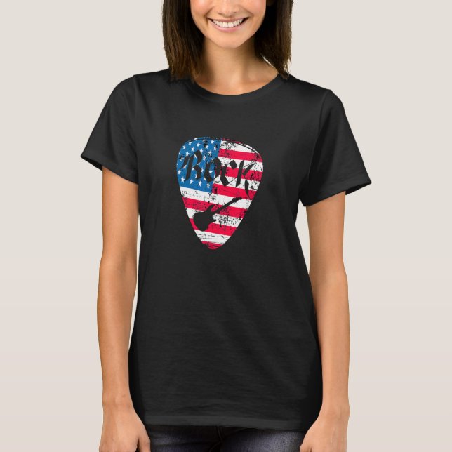 USA Flagga Sten Guitar Patriotic 4:e av T Shirt (Framsida)