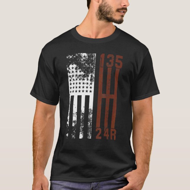 USA flagga Stick Shift Gear 4x4 Suv off Road Trave T Shirt (Framsida)