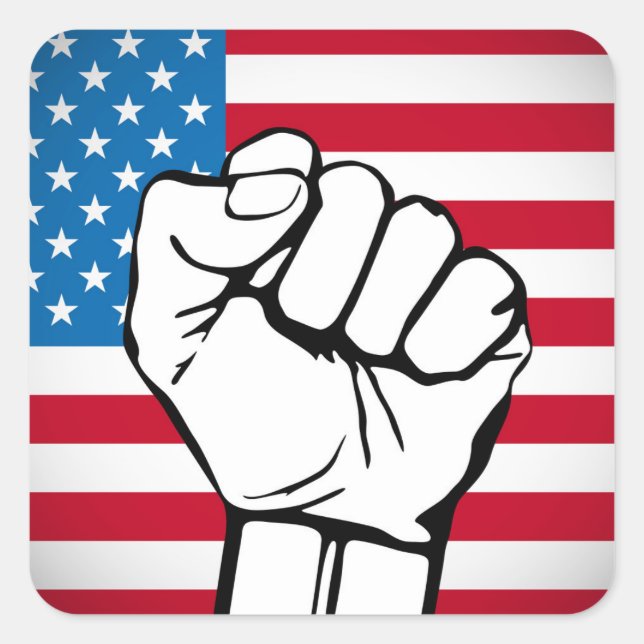 USA flagga | Stigning Fst Fyrkantigt Klistermärke (Framsida)