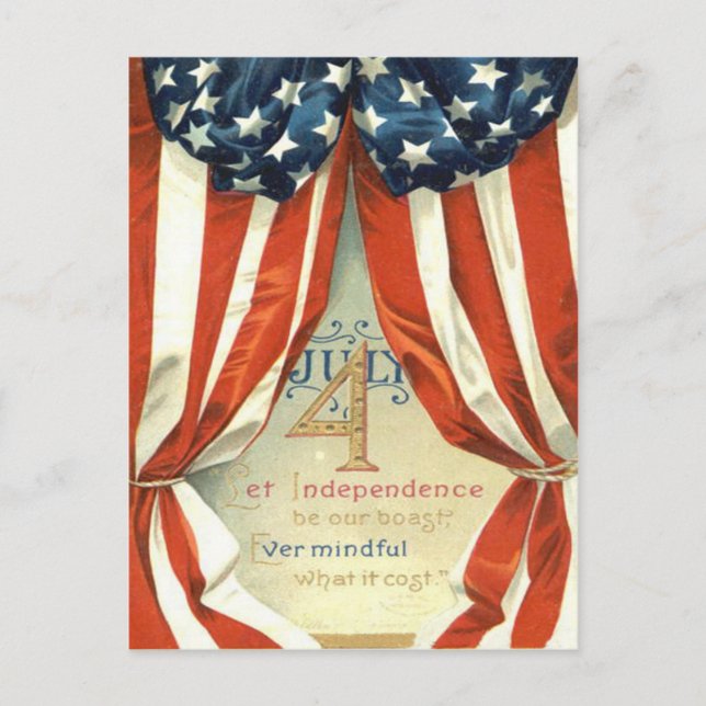 USA Flagga Stjärnor & Ränder 4:e Juli Vykort (Framsida)