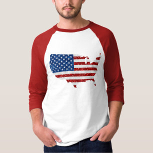 USA Flagga Stjärnor & Ränder 4 Juli Glitter T Shirt