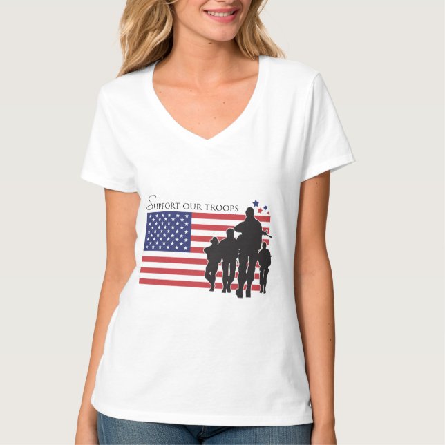 USA flagga - stödja våra trupper T-shirt (Framsida)
