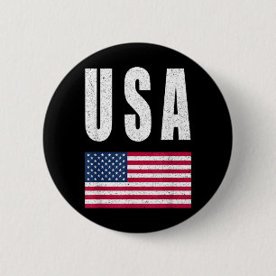 USA Flagga Stolthet Patriotisk Amerikansk Kul Glad Knapp