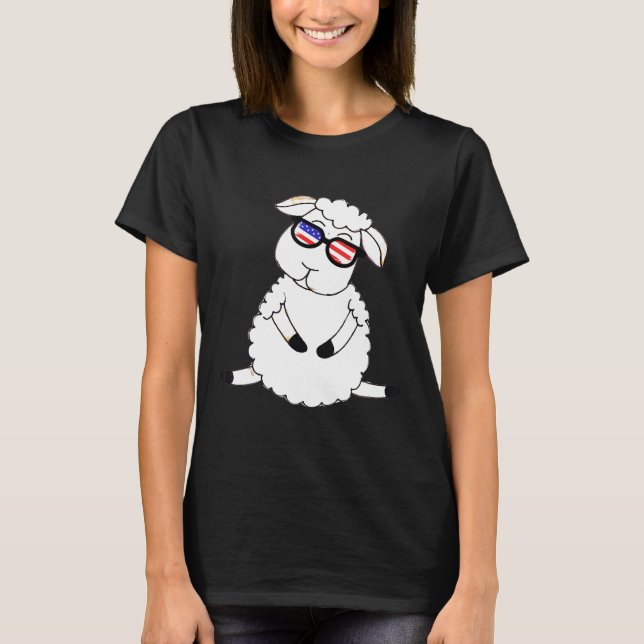 USA flagga Sunglass Får T Shirt (Framsida)