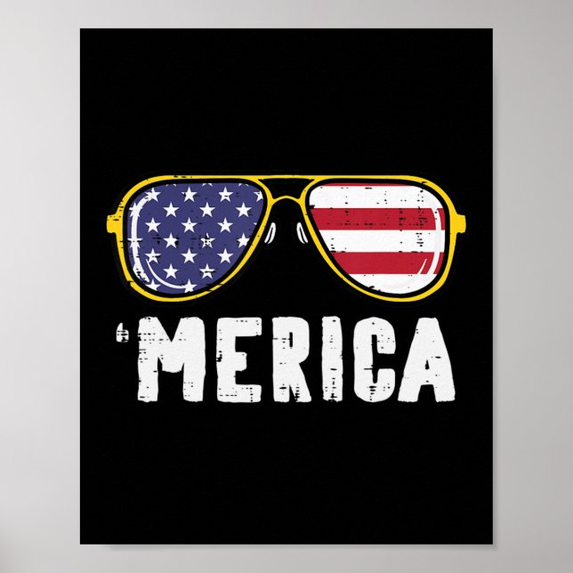 USA Flagga Sunglass Merica Memorial Day Patriot Ma Poster (Framsidan)