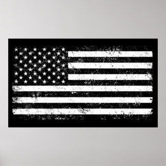 USA flagga, Svarta och vita Poster