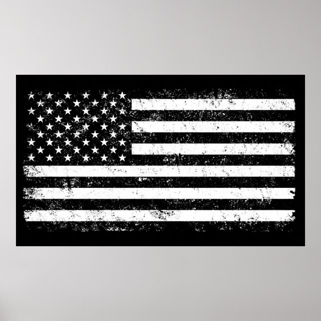 USA flagga, Svarta och vita Poster (Framsidan)