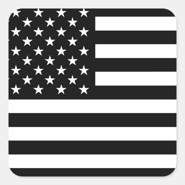 USA flagga - Svartvit stencil Fyrkantigt Klistermärke (Framsida)