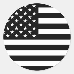 USA flagga - Svartvit stencil Runt Klistermärke