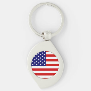 USA flagga Swirl Silverfärgad Nyckelring
