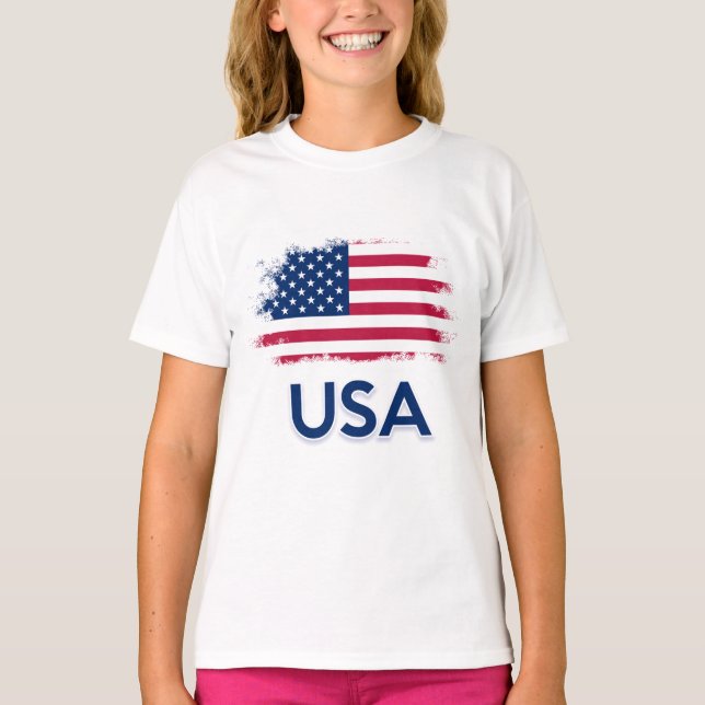 USA flagga T Shirt (Framsida)