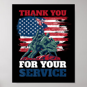USA flagga Tack för din tjänst - veteraner Poster
