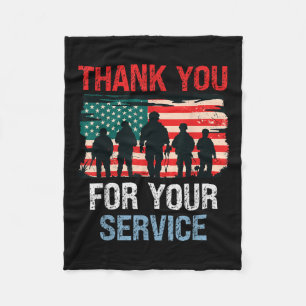 USA flagga Tack for your Service - Memorial Fleecefilt
