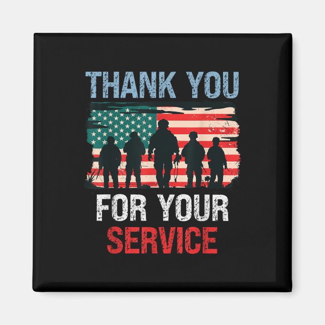 USA flagga Tack for your Service - Memorial Magnet (Framsidan)