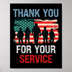 USA flagga Tack for your Service - Memorial Poster