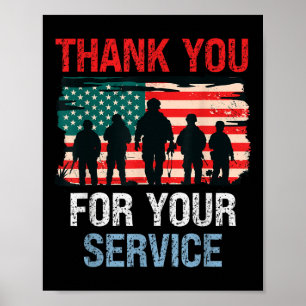 USA flagga Tack for your Service - Memorial Poster