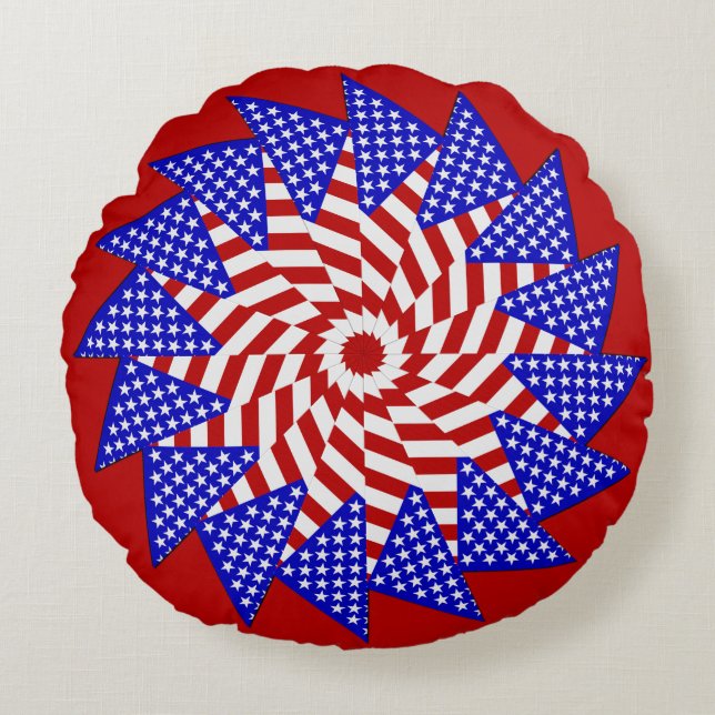 USA flagga-Teabag, 4-ROUND DEKORATIV KUDDE (Framsidan)