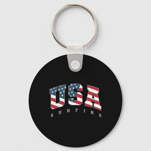 Usa Flagga Team Surf Support Idrottare Surfing Kvi Nyckelring (Framsida)