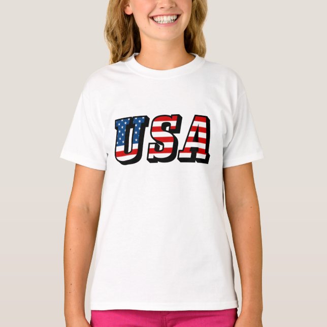 USA flagga Text Hooded Sweatshirt Tröja (Framsida)