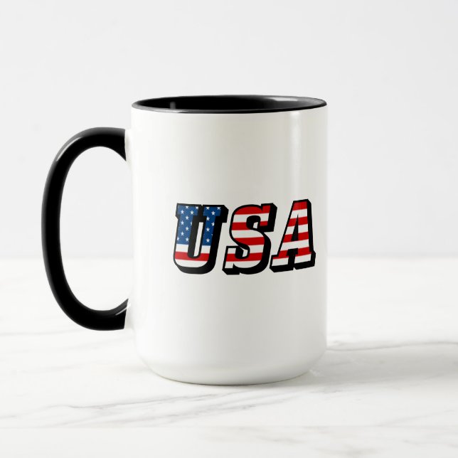USA flagga Text Ringer Coffee Mugg (Vänster)