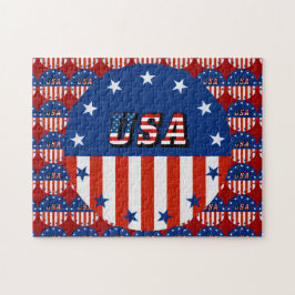 USA flagga textcirkel Mönster 11 x 14 tum Pussel