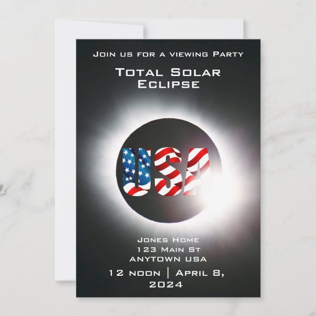 USA FLAGGA Total solnedgång 8 april 2024 Julkort (Framsida)