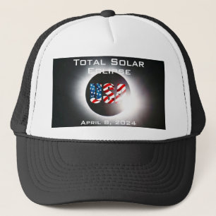 USA FLAGGA Total solnedgång 8 april 2024 Keps