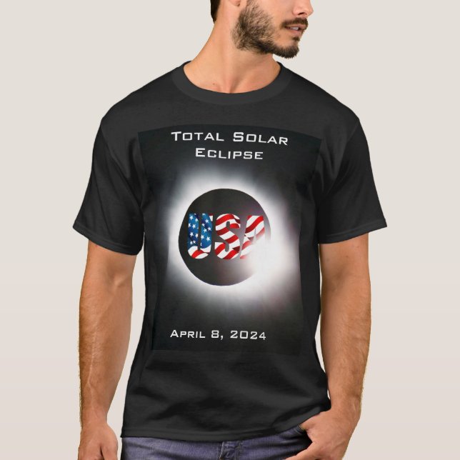 USA FLAGGA Total solnedgång 8 april 2024 T Shirt (Framsida)