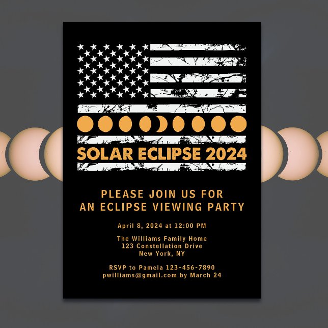 USA flagga totalt solarium 4/8/24 Visa Party Inbjudningar (Personalize with details of your event)