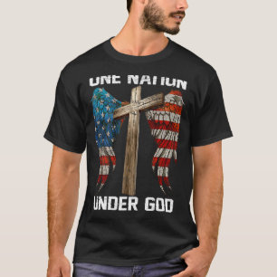 USA Flagga Tro Kors En nation under Gud Amerika T Shirt