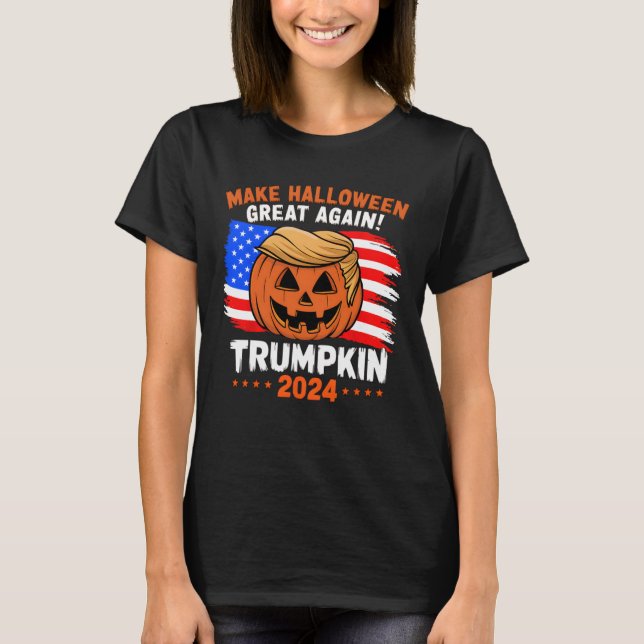 USA flagga Trumpkin 2024 Halloween Make Halloween  T Shirt (Framsida)