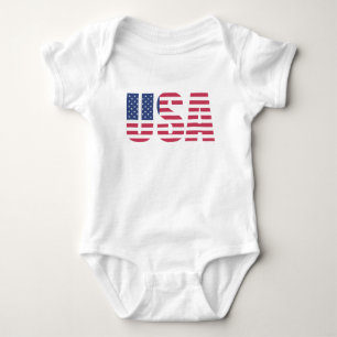 USA Flagga Typografi Baby Bodysuit - Patriotisk T Shirt