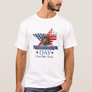 USA flagga-tysk korthögtalare S, Hund 4th of T Shirt