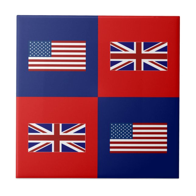 USA Flagga & UK Flagga Mönster Kakelplatta (Framsidan)