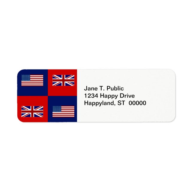 USA Flagga & UK Flagga Mönster Returadress Etikett (Framsidan)