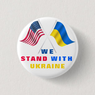 USA flagga - Ukrainas Flagga - vi står på Ukrain Knapp