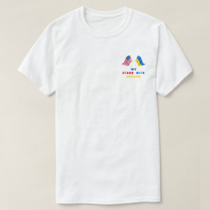 USA flagga - Ukrainas Flagga - vi står på Ukrain T Shirt