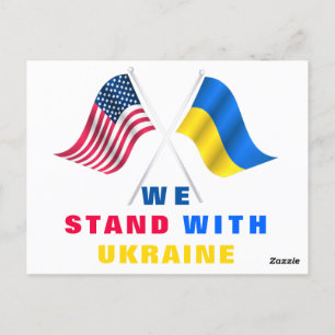 USA-flagga - Ukrainsk flagga - Vi står med Ukraina Vykort