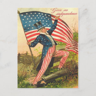 USA Flagga Uncle Sam Krigsplats Kanon Vykort