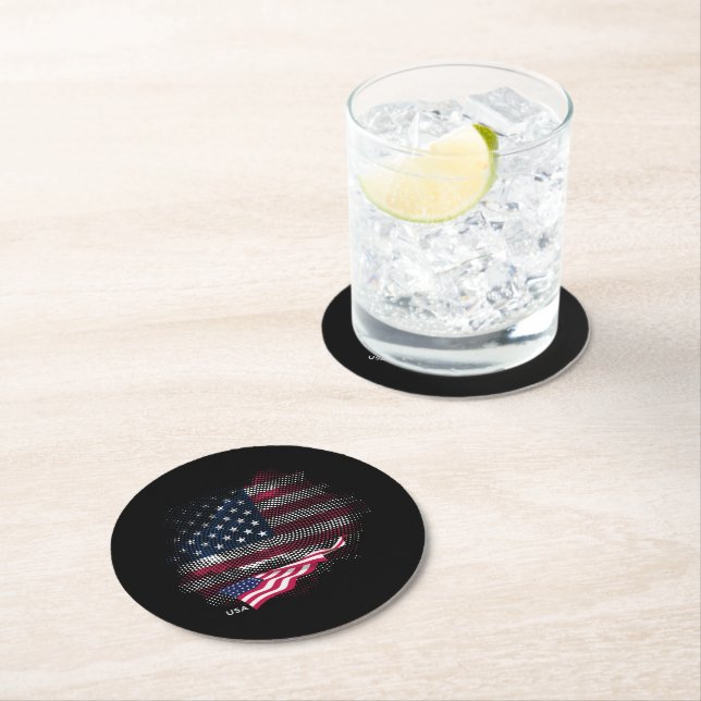 USA-flagga Underlägg Papper Rund (Insitu)