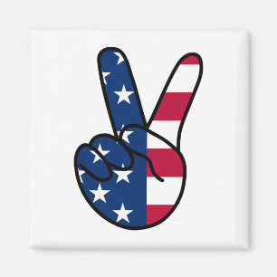 USA flagga V-tecken Magnet