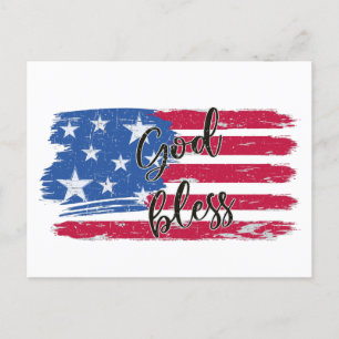 USA flagga Välsigna dig Amerika Patriotic Vykort