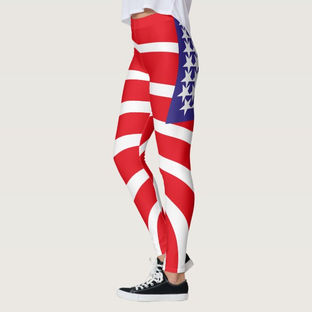 USA FLAGGA VERS AMERIKCA STARS AV Masanser Pixelat Leggings (Vänster)
