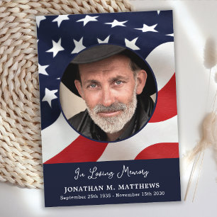 USA flagga Veteran Foto Memorial Militärbegravning Tack Kort