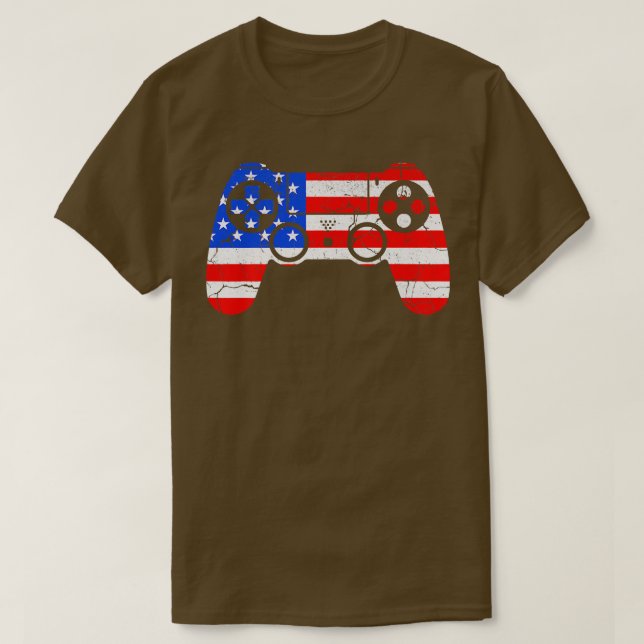 USA flagga videospelsstyrenhet 4:e juli-spelaren P T Shirt (Design framsida)