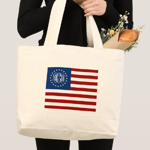 USA flagga Vine Script Monogram W Stars #2 Jumbo Tygkasse